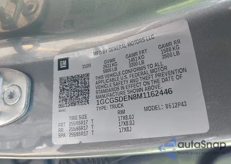 2021 Chevrolet Colorado 2Wd Short Box Z71 z USA, uszkodzony, nr VIN 1GCGSDEN8M1162446